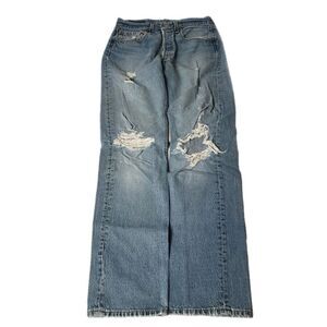Vintage Levis 501 Jeans Mens 30x31 Blue Button Fly Light Wash Destressed